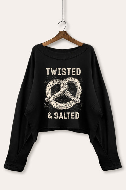 Pretzel Twisted & Salted Graphic Cropped Sweatshirt