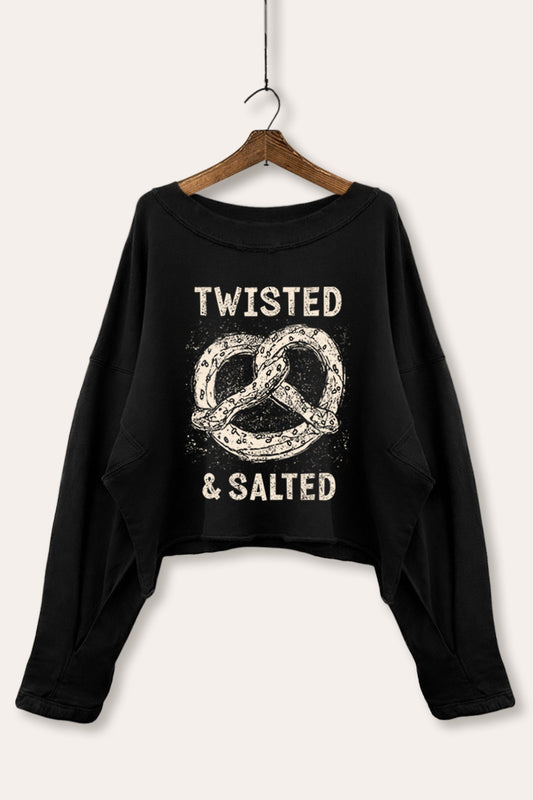 Pretzel Twisted & Salted Graphic Cropped Sweatshirt