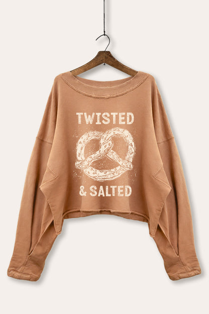 Pretzel Twisted & Salted Graphic Cropped Sweatshirt