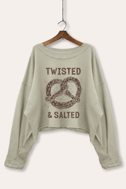 Pretzel Twisted & Salted Graphic Cropped Sweatshirt