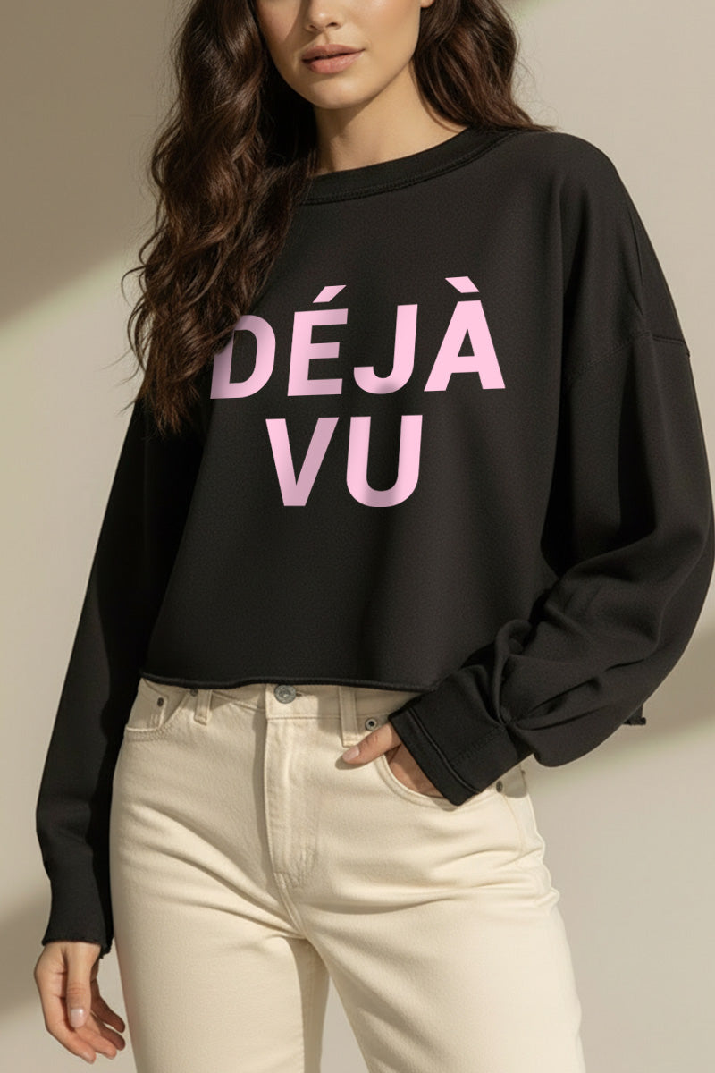 Deja vu Graphic Cropped Sweatshirt