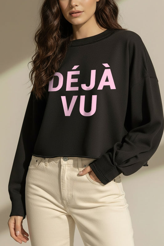 Deja vu Graphic Cropped Sweatshirt