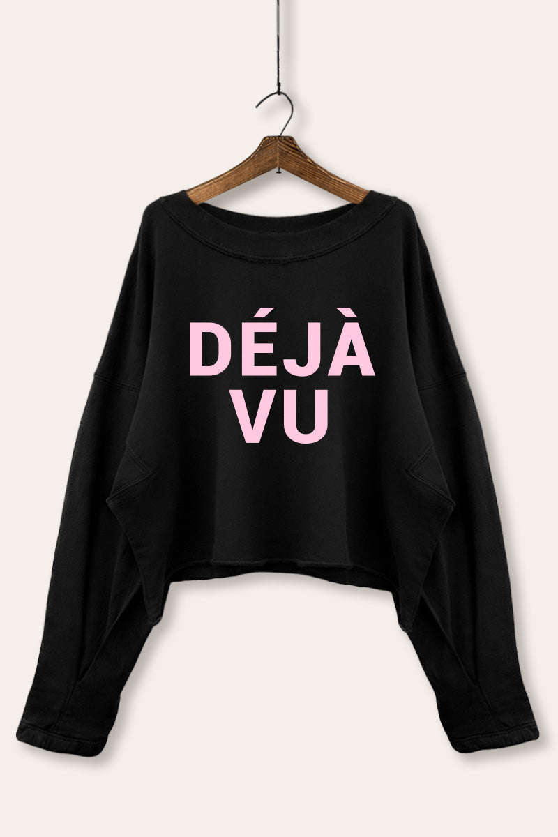 Deja vu Graphic Cropped Sweatshirt