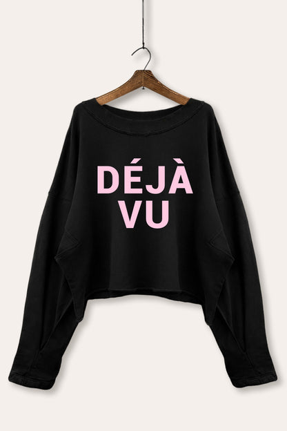 Deja vu Graphic Cropped Sweatshirt