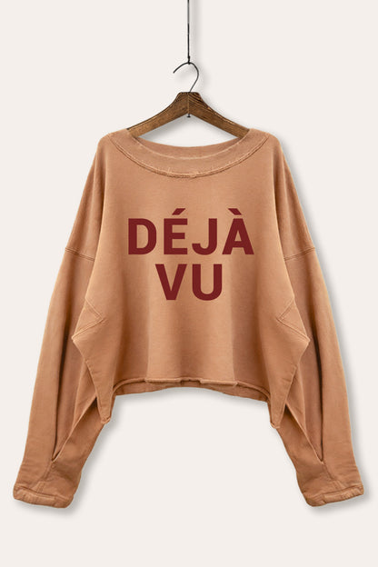 Deja vu Graphic Cropped Sweatshirt