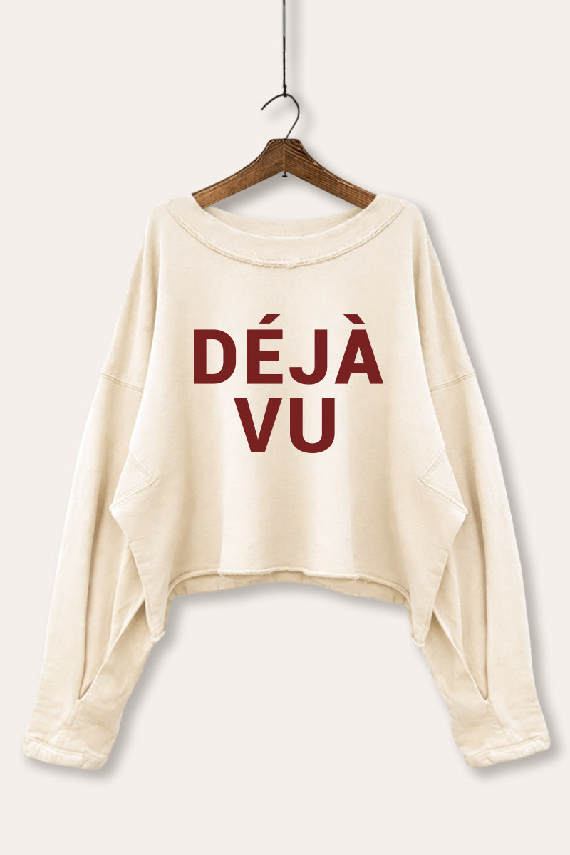 Deja vu Graphic Cropped Sweatshirt