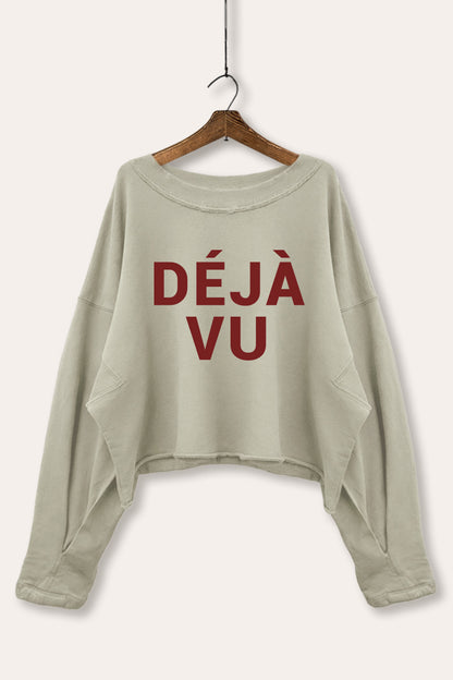 Deja vu Graphic Cropped Sweatshirt