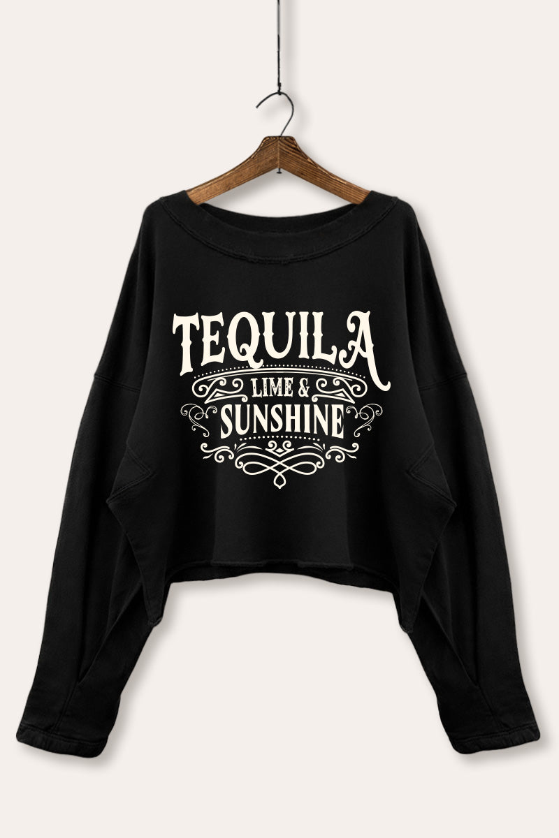 Tequila Lime and Sunshine Graphic Cropped Sweatshirt
