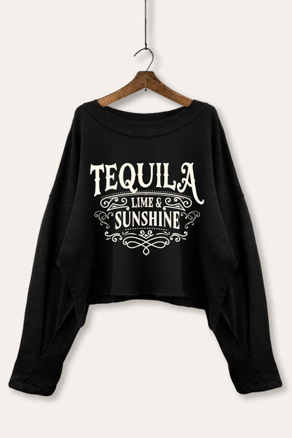 Tequila Lime and Sunshine Graphic Cropped Sweatshirt