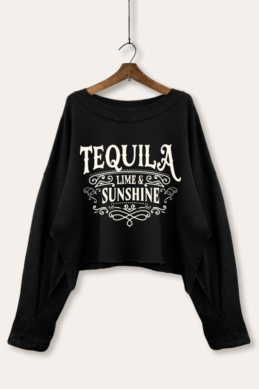 Tequila Lime and Sunshine Graphic Cropped Sweatshirt