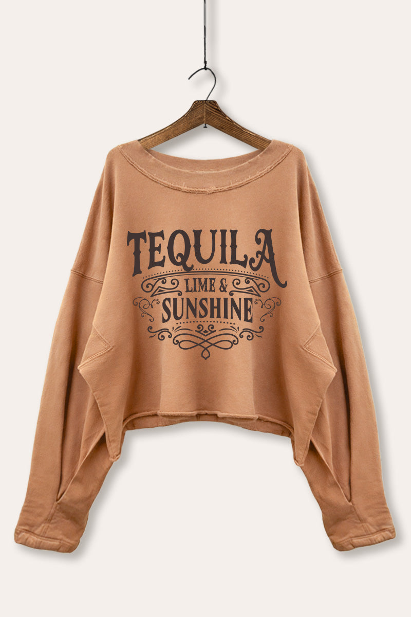 Tequila Lime and Sunshine Graphic Cropped Sweatshirt
