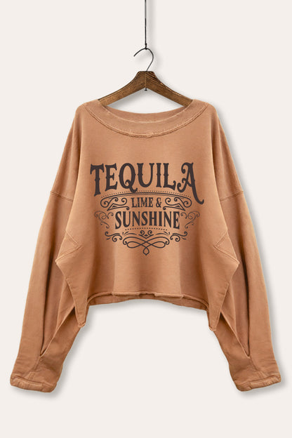 Tequila Lime and Sunshine Graphic Cropped Sweatshirt