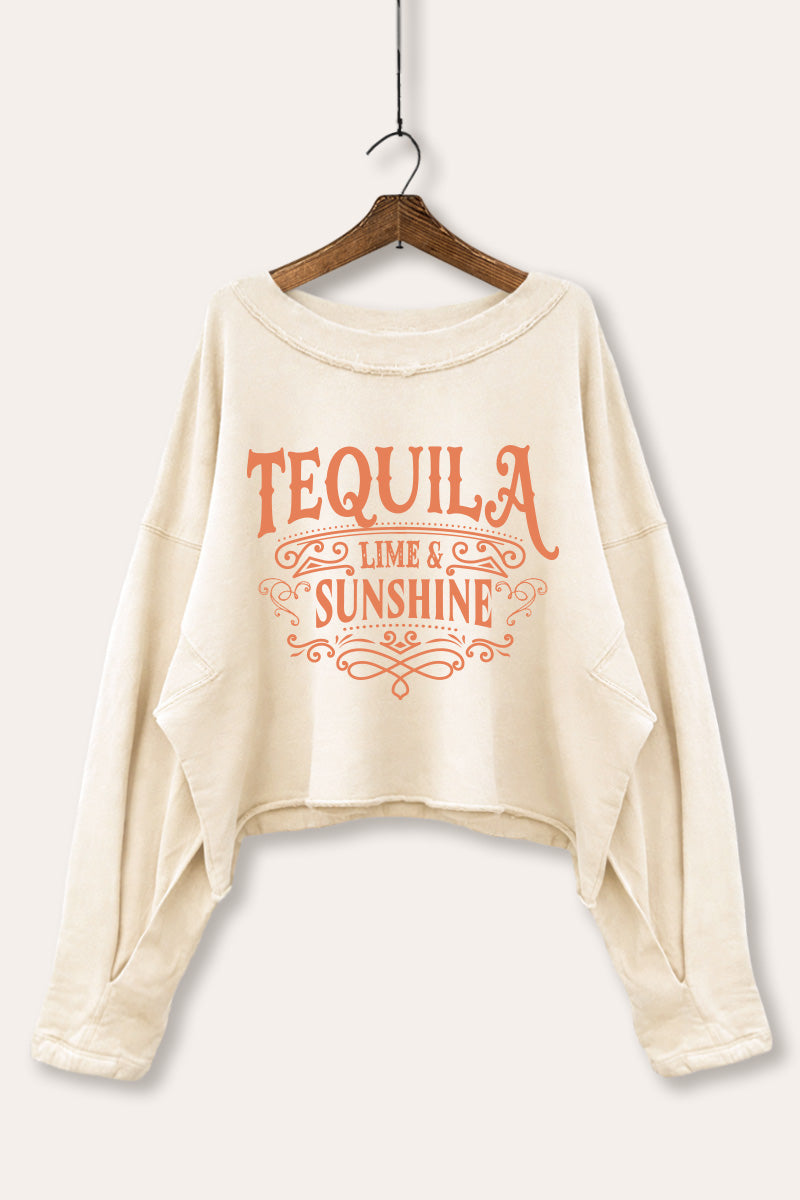 Tequila Lime and Sunshine Graphic Cropped Sweatshirt