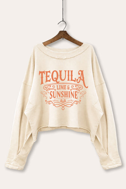 Tequila Lime and Sunshine Graphic Cropped Sweatshirt