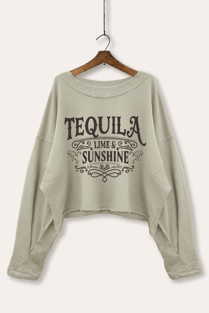 Tequila Lime and Sunshine Graphic Cropped Sweatshirt