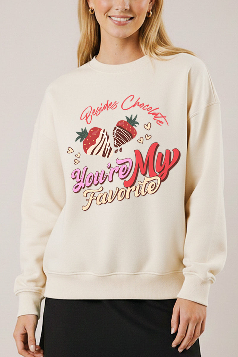 "you're my favorite" sweet graphic fleece sweatshirt