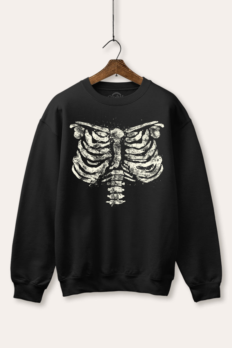 x-ray rib cage halloween graphic fleece sweatshirt