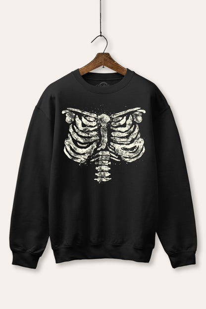 Halloween X-Ray Ribs Graphic Fleece Sweatshirt