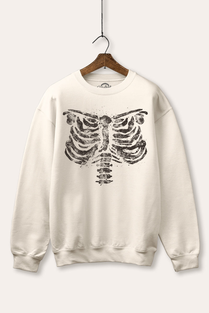 x-ray rib cage halloween graphic fleece sweatshirt