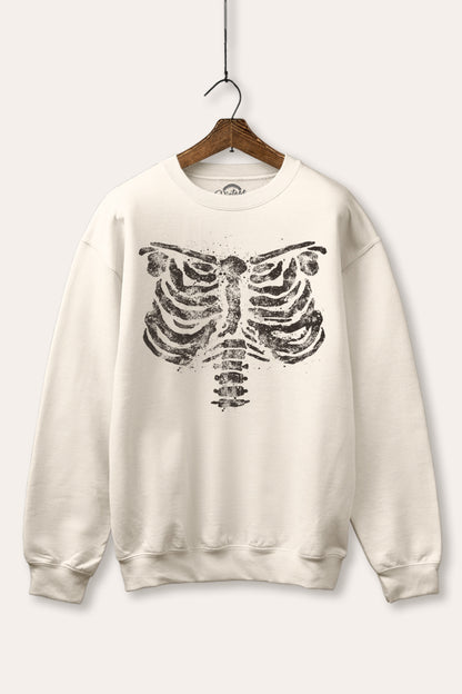Halloween X-Ray Ribs Graphic Fleece Sweatshirt