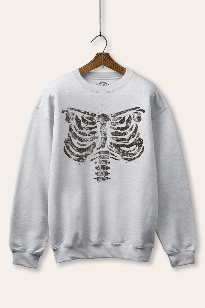 x-ray rib cage halloween graphic fleece sweatshirt