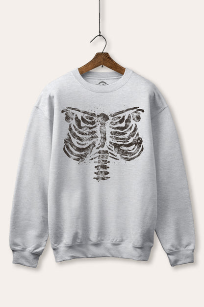 Halloween X-Ray Ribs Graphic Fleece Sweatshirt