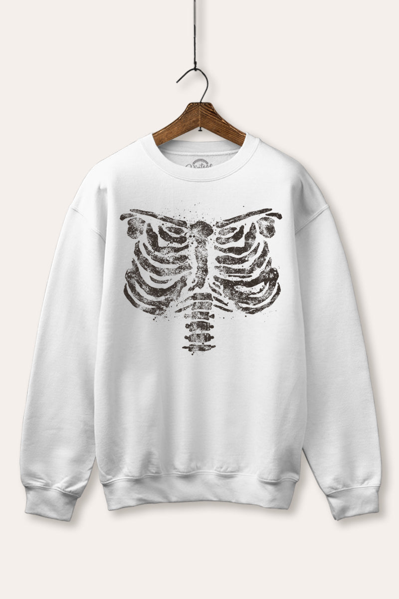 x-ray rib cage halloween graphic fleece sweatshirt