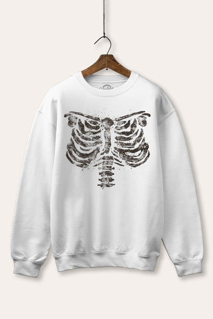 Halloween X-Ray Ribs Graphic Fleece Sweatshirt