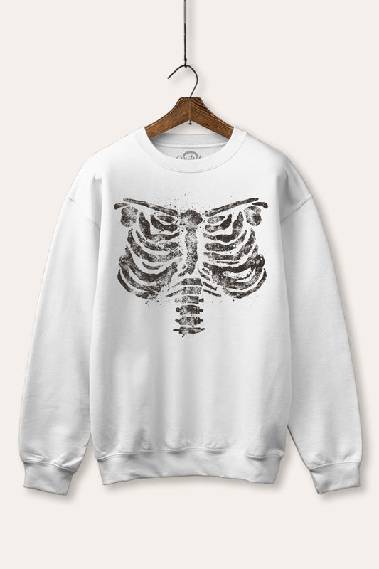 x-ray rib cage halloween graphic fleece sweatshirt