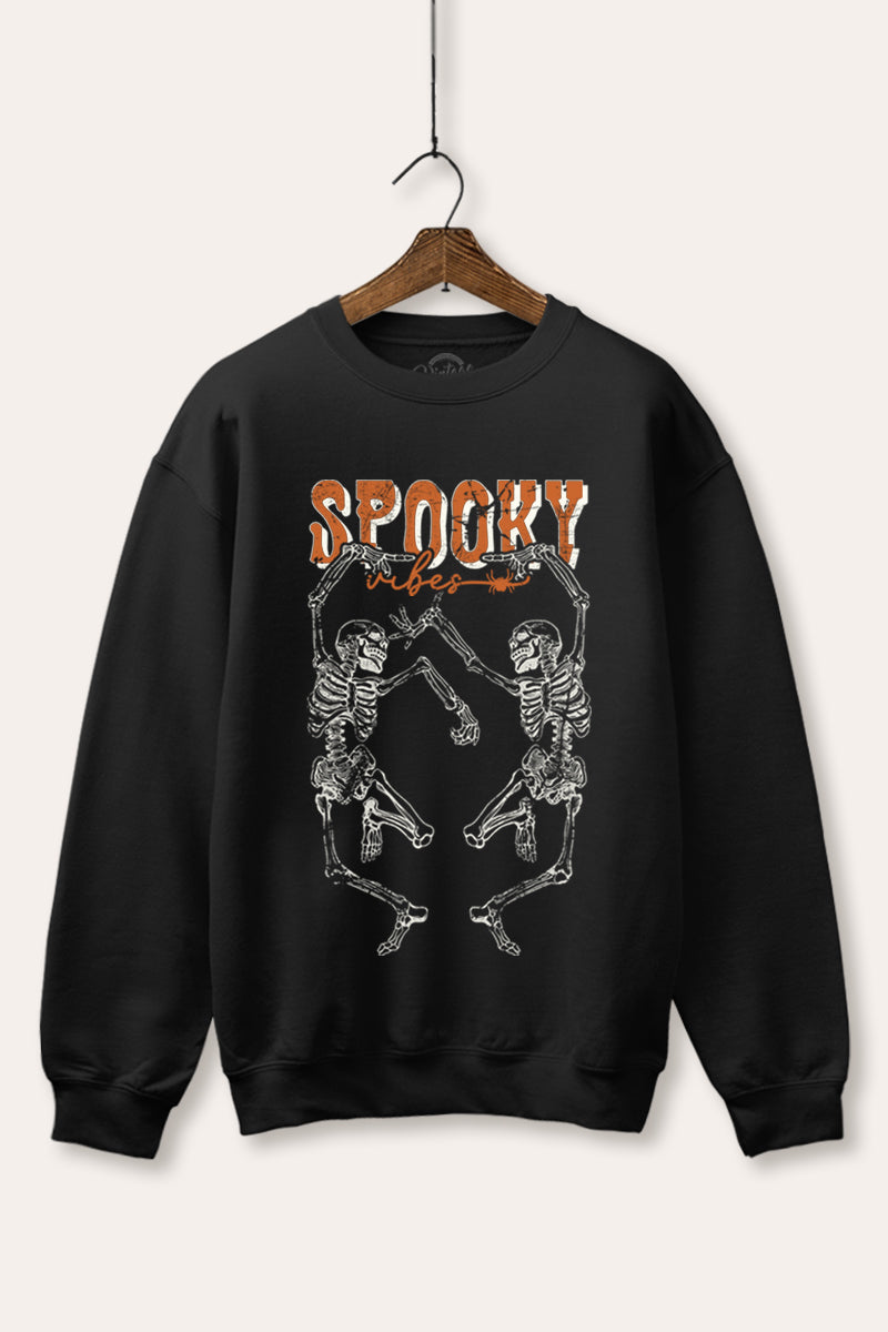 dancing skeletons graphic fleece sweatshirt