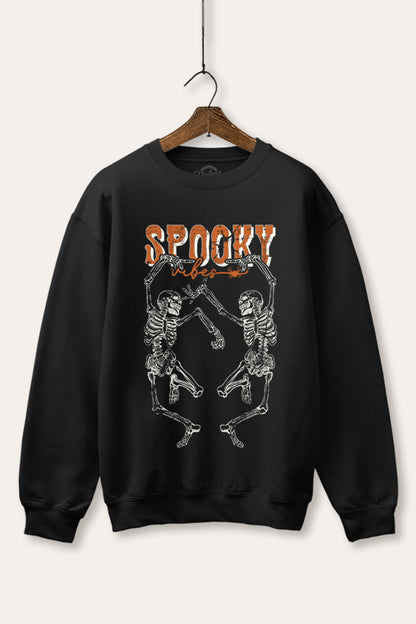 Halloween Spooky Skeletons Graphic Fleece Sweatshirt