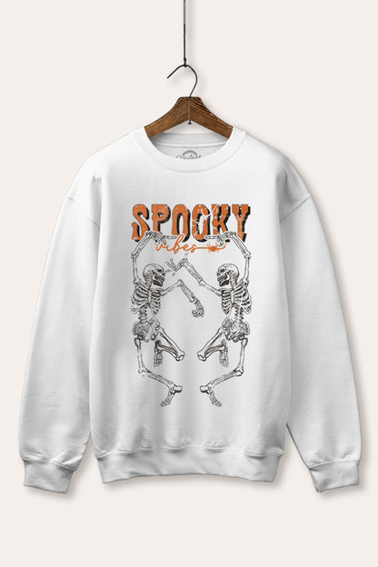 Halloween Spooky Skeletons Graphic Fleece Sweatshirt