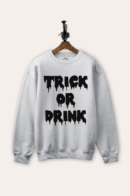 Trick Or Drink Spooky Typography Fleece Sweatshirt