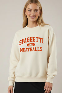 spaghetti & meatballs graphic fleece sweatshirt