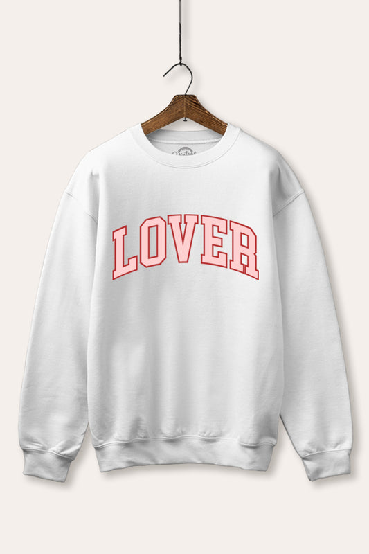"lover" graphic fleece sweatshirt