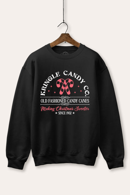 Christmas Candy Cane Graphic Fleece Sweatshirt
