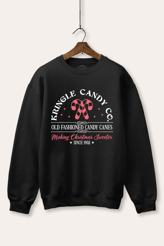 christmas candy cane fleece graphic sweatshirt