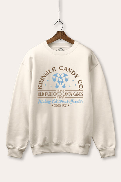 Christmas Candy Cane Graphic Fleece Sweatshirt
