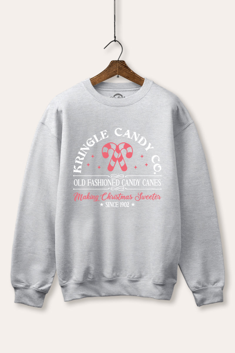Christmas Candy Cane Graphic Fleece Sweatshirt