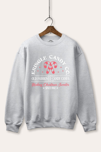 Christmas Candy Cane Graphic Fleece Sweatshirt
