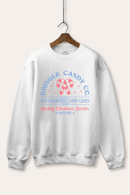 Christmas Candy Cane Graphic Fleece Sweatshirt