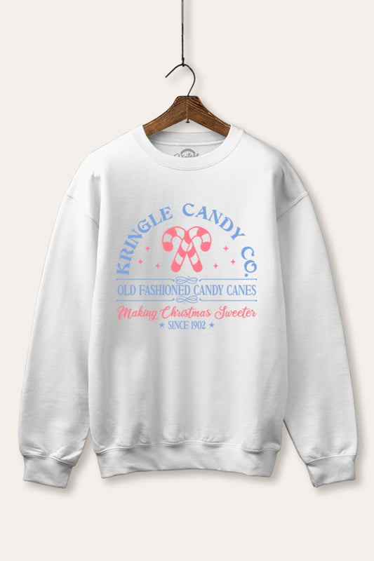 christmas candy cane fleece graphic sweatshirt