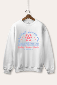 christmas candy cane fleece graphic sweatshirt