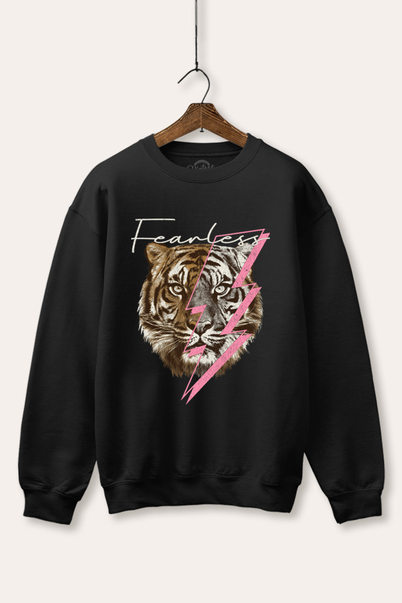 fearless lightning tiger graphic fleece sweatshirt