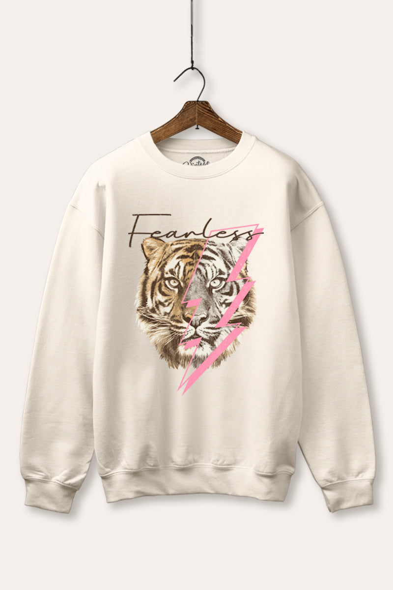 fearless lightning tiger graphic fleece sweatshirt