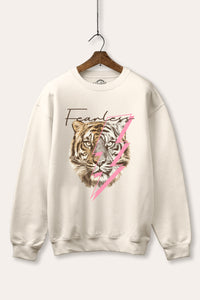 fearless lightning tiger graphic fleece sweatshirt