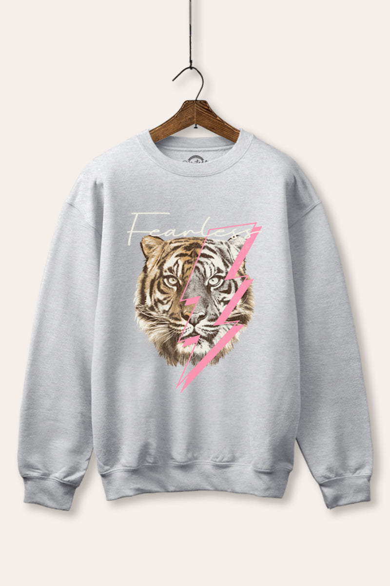 fearless lightning tiger graphic fleece sweatshirt