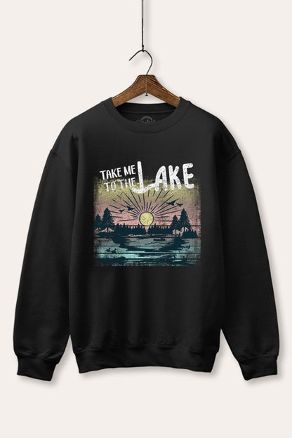 Take Me To The Lake Graphic Fleece Sweatshirt