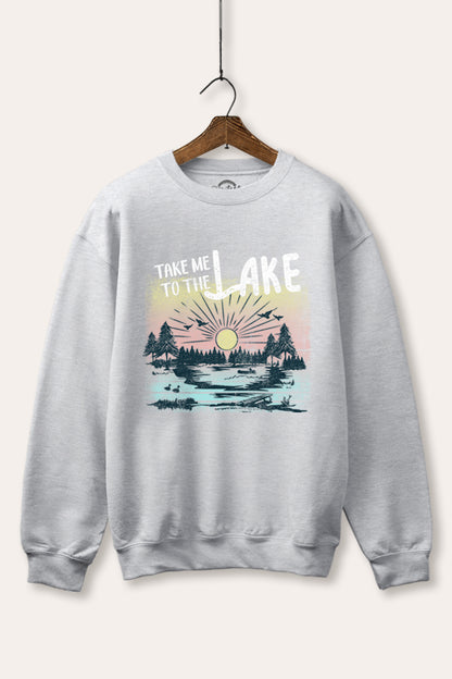 Take Me To The Lake Graphic Fleece Sweatshirt