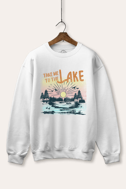 Take Me To The Lake Graphic Fleece Sweatshirt